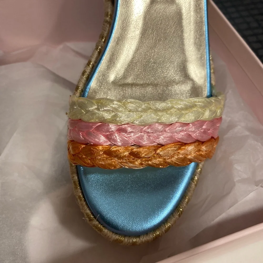 Sophia Webster Wedges Heels Ines Espadrille Metallic Cork Shoes 8 - Picture 8 of 12